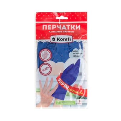 Перчатки хозяйственные латексные S (2шт/уп) Komfi прочные синий в интернет-магазине ГК Эксперт