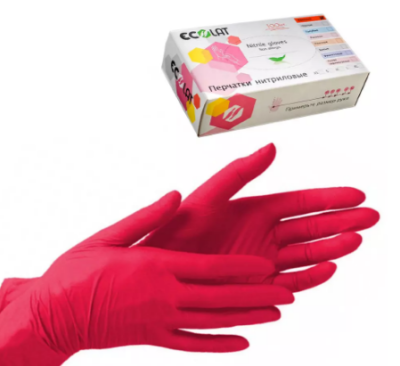 Перчатки нитриловые L Ecolat (100шт/уп) красный в интернет-магазине ГК Эксперт