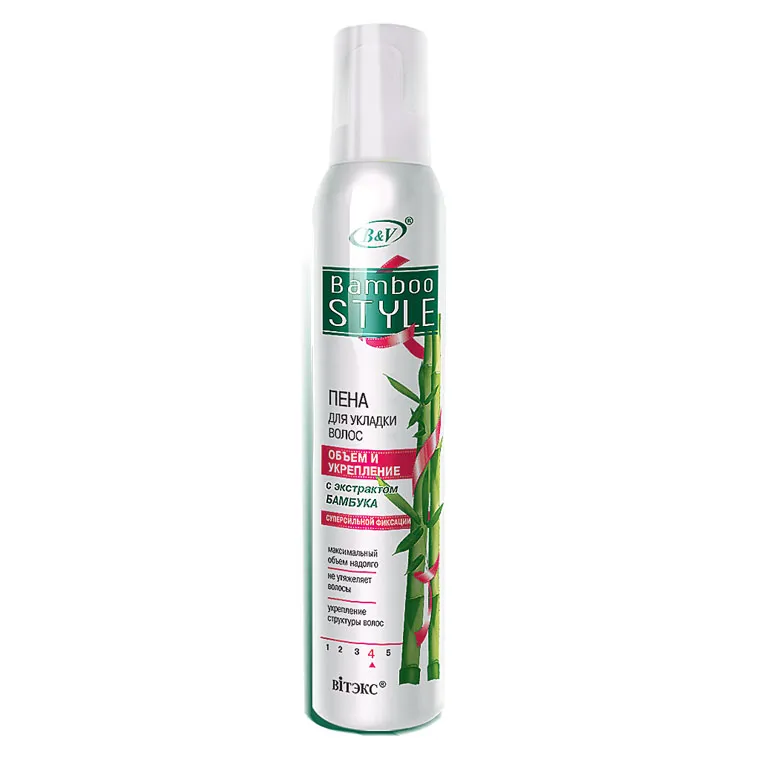 Пена для укладки волос Объем и укрепление с экстрактом бамбука суперсильной фиксации в интернет-магазине ГК Эксперт