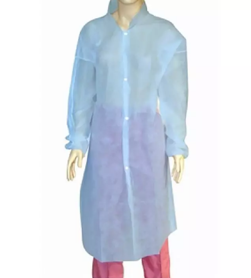 Халат одноразовый (10шт/уп) Ecolat на кнопках рукав на резинке (20г/м2 р-р 2XL) голубой в интернет-магазине ГК Эксперт