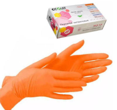 Перчатки нитриловые L Ecolat (100шт/уп) оранжевый в интернет-магазине ГК Эксперт
