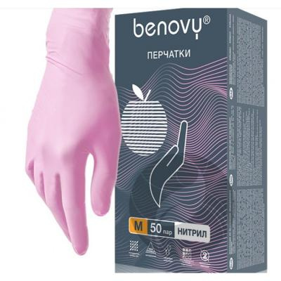Перчатки нитриловые M BENOVY (100шт/уп) Nitrile MultiColor розовый в интернет-магазине ГК Эксперт