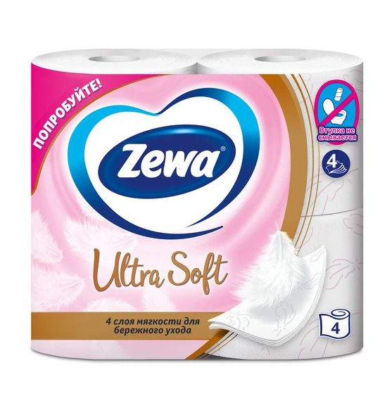 Бумага туалетная (4рул/упак) ZEWA Ultra Soft четырехслойная  в интернет-магазине ГК Эксперт
