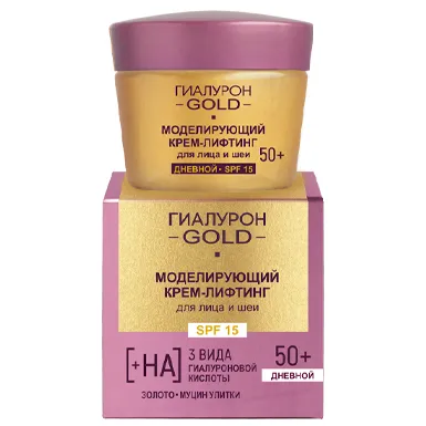 Гиалурон GOLD Моделирующий крем-лифтинг для лица и шеи SPF 15, дневной 50+ в интернет-магазине ГК Эксперт