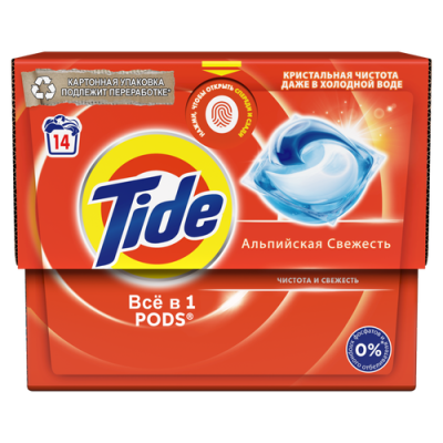 Капсулы для стирки белья (14шт) Tide Альпийская свежесть автомат  в интернет-магазине ГК Эксперт