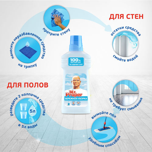 Средство для мытья полов и стен (500мл) Mr.Proper Бережная уборка в интернет-магазине ГК Эксперт