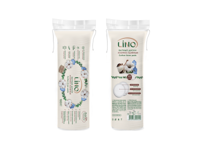 Диски ватные косметические (100шт/уп) LINO хлопко-льняные 2-х слойные перфорированы по краям в интернет-магазине ГК Эксперт