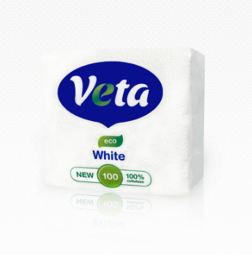Салфетки бумажные (100шт/уп) VETA WHITE ECO 100% целлюлоза в интернет-магазине ГК Эксперт