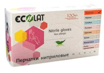 Перчатки нитриловые M Ecolat (100шт/уп) красный в интернет-магазине ГК Эксперт