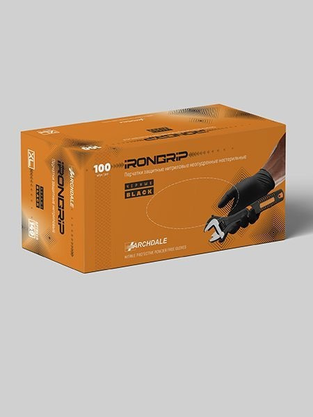 Перчатки нитриловые L IRONGRIP (100шт/уп) защитные черные в интернет-магазине ГК Эксперт
