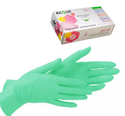 Перчатки нитриловые M Ecolat (100шт/уп) зеленый в интернет-магазине ГК Эксперт