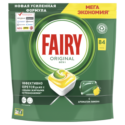 Таблетки для посудомоечных машин (84шт) Fairy Platinum Всё в 1 Лимон бесфосфатные в интернет-магазине ГК Эксперт