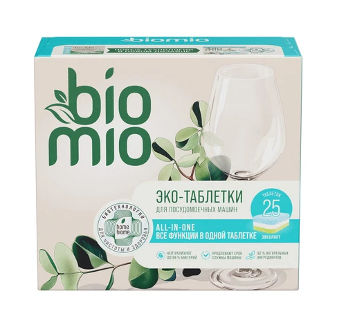 Таблетки для посудомоечной машины (25шт) BioMio All-in-One с эфирным маслом эвкалипта в интернет-магазине ГК Эксперт