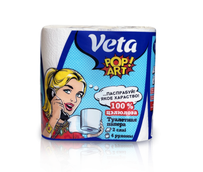 Бумага туалетная (4рул/упак) VETA Pop Art двухслойная со втулкой 100% целлюлоза в интернет-магазине ГК Эксперт