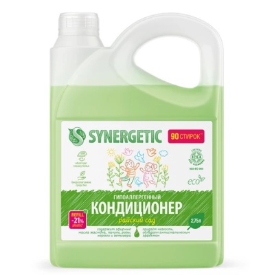 Кондиционер-ополаскиватель для белья (2,75л) SYNERGETIC Райский сад гипоаллергенный в интернет-магазине ГК Эксперт
