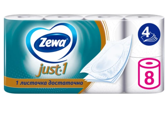 Бумага туалетная (8рул/упак) ZEWA JUST 1 четырехслойная  в интернет-магазине ГК Эксперт