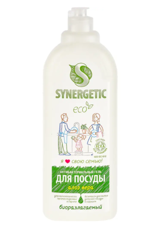 Средство для мытья посуды (1000мл) SYNERGETIC антибактериальное с ароматом алоэ в интернет-магазине ГК Эксперт