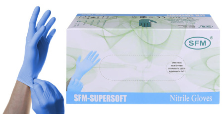 Перчатки нитриловые L SFM (200шт/уп) Supersoft мед. смотр. нестер. неопудр. текстур. голубой в интернет-магазине ГК Эксперт