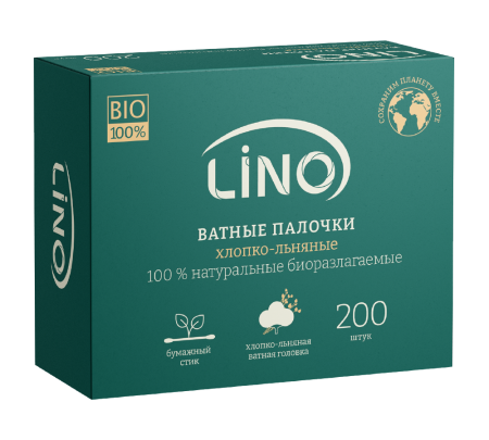Ватные палочки (200шт/уп) LINO хлопко-льняные в картонной коробке в интернет-магазине ГК Эксперт