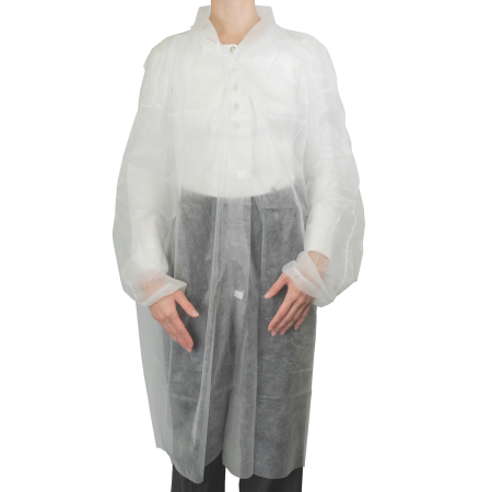 Халат одноразовый (10шт/уп) на липучках рукав на резинке (20г/м2 3XL 110см) белый в интернет-магазине ГК Эксперт