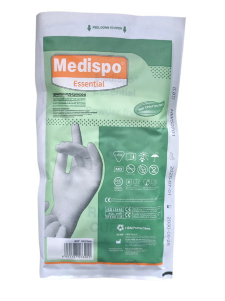 Перчатки латексные 7,5 Medispo® (100шт/уп) мед. хирургич. стерильные непудр. в интернет-магазине ГК Эксперт
