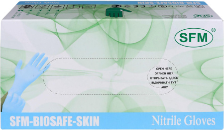 Перчатки нитриловые M SFM (100шт/уп) Biosafe-Skin мед. смотр. нестер. неопудр. текстур. в интернет-магазине ГК Эксперт