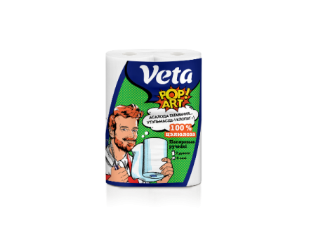 Полотенца бумажные (2рул/упак) VETA POP ART двухслойные со втулкой 100% целлюлоза в интернет-магазине ГК Эксперт