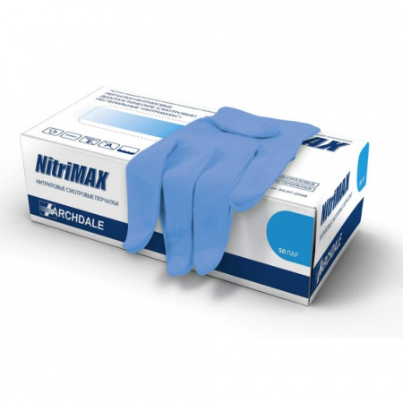 Перчатки нитриловые L NitriMax (100шт/уп) голубой в интернет-магазине ГК Эксперт
