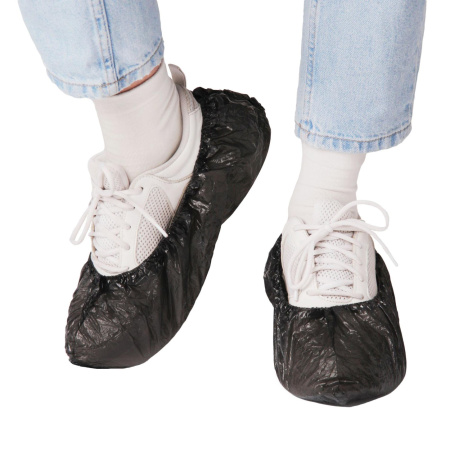 Бахилы полиэтиленовые (100шт/уп) EleGreen Экстра Плюс с двойной резинкой (3,7г; 15мкм) черный в интернет-магазине ГК Эксперт