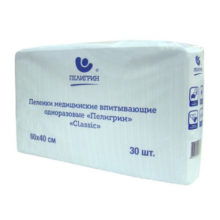 Пеленки одноразовые 60*40см (30шт/уп) Пелигрин Classic впитывающие белый в интернет-магазине ГК Эксперт