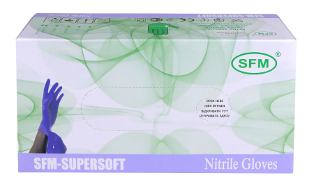 Перчатки нитриловые S SFM (200шт/уп) Supersoft мед. смотр. нестер. неопудр. текстур. фиолет.-голуб. в интернет-магазине ГК Эксперт